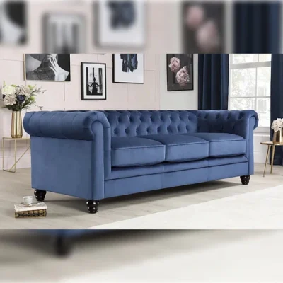ChesterfieldSofaSetBlueVelvet ChesterfieldSofaSetBlueVelvet